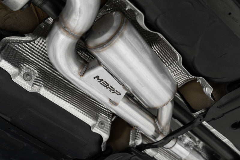MBRP S46123CF T304 Stainless Steel 3 Inch Cat-Back Quad Split Rear Carbon Fiber Tips Valve Delete