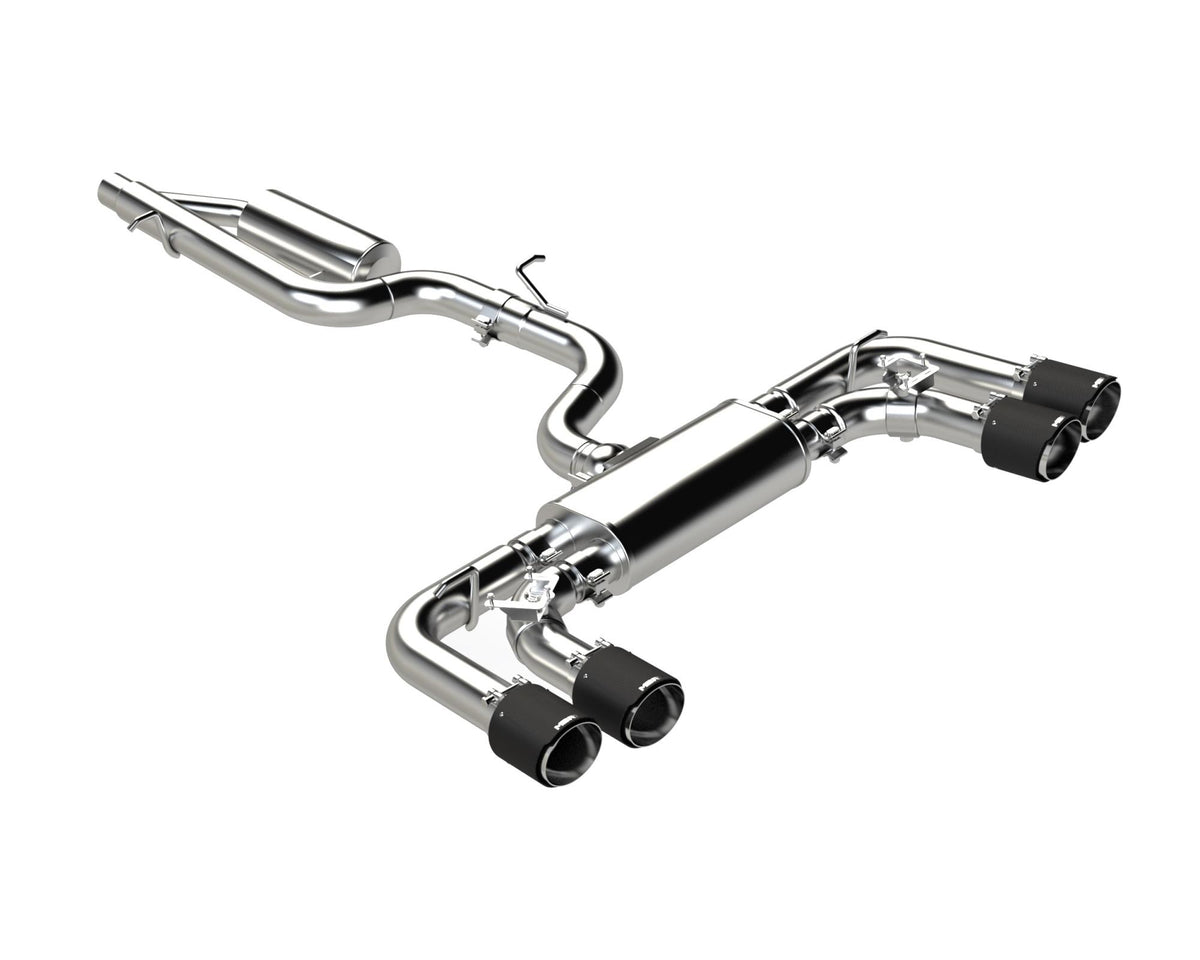 MBRP S46133CF - 2022-Up Volkswagen Golf R MK8 T304 Stainless Steel 3 Inch Cat-Back 2.5 Inch Quad Rear Exit with Carbon Fiber Tips Active Exhaust MBRP 1