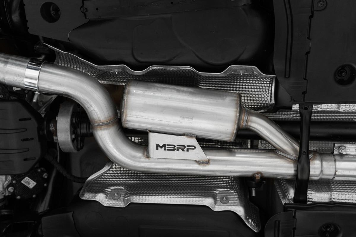 MBRP S46133CF - 2022-Up Volkswagen Golf R MK8 T304 Stainless Steel 3 Inch Cat-Back 2.5 Inch Quad Rear Exit with Carbon Fiber Tips Active Exhaust MBRP 2