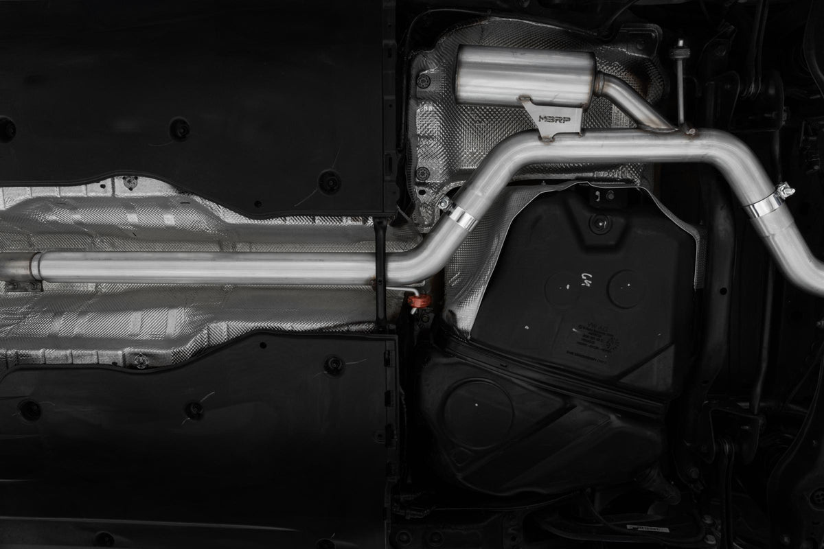 MBRP S46153CF - 2022-Up Volkswagen Jetta GLI 2.0 TSI T304 Stainless Steel 3 Inch Cat-Back 2.5 Inch Dual Split Rear with Carbon Fiber Tips Street Profile MBRP 2