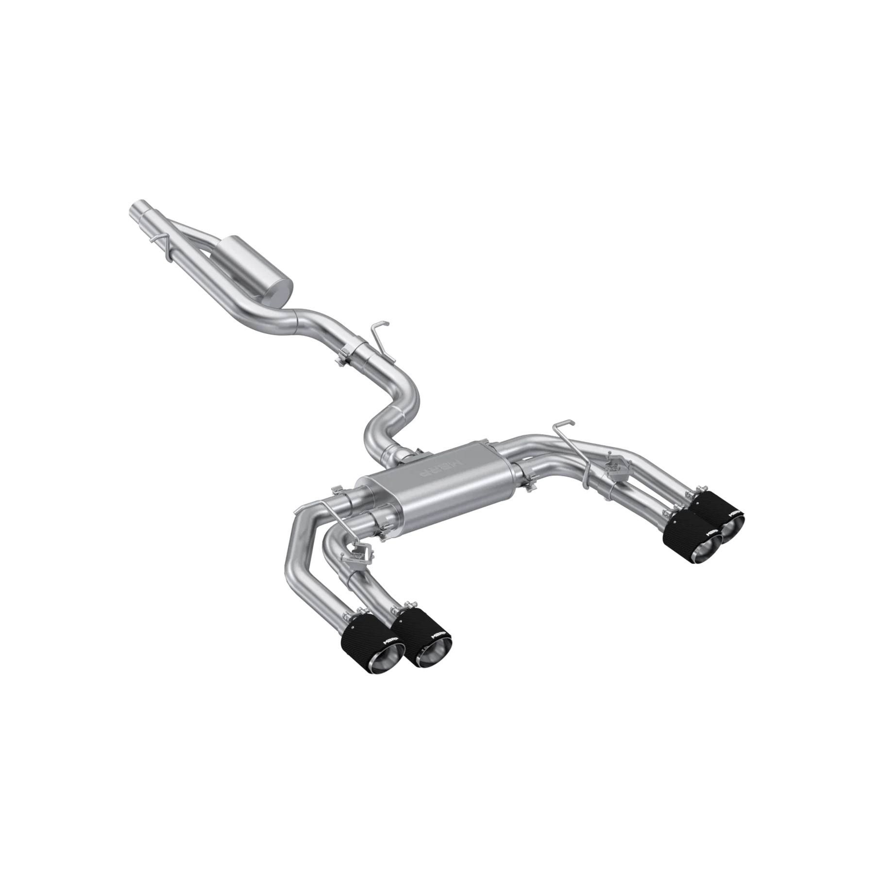 MBRP S46193CF Armor Pro 3 Inch Cat-Back 2.5 Inch Quad Rear Exit Active Exhaust System Carbon Fiber Tips