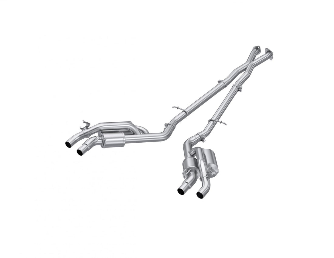 MBRP S4708304 2.5 Inch Cat-Back Dual Split Rear Quad Outlet T304 Stainless Steel Active Exhaust