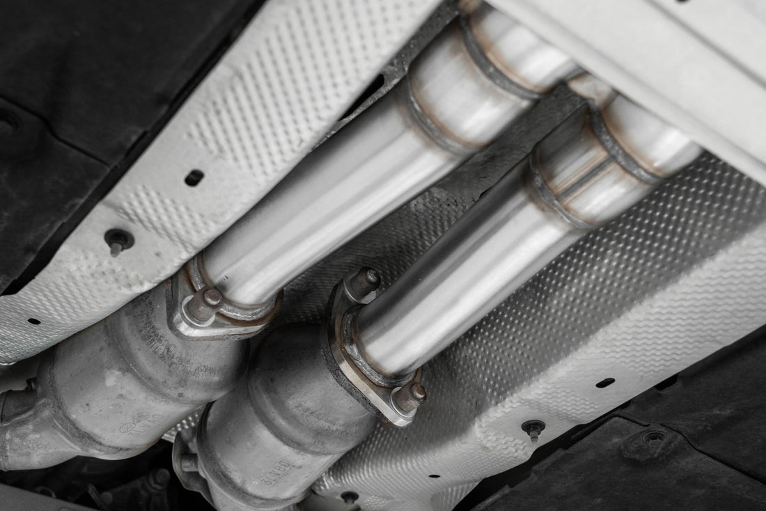 MBRP S4708304 2.5 Inch Cat-Back Dual Split Rear Quad Outlet T304 Stainless Steel Active Exhaust