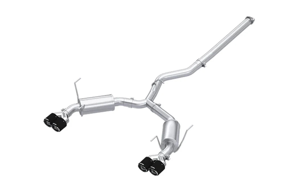 MBRP S48073CF T304 Stainless Steel 3 Inch Cat-Back Dual Split Rear Quad Carbon Fiber Tips