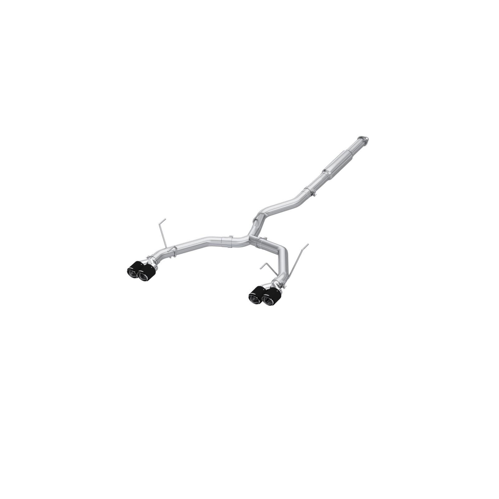 MBRP S48083CF T304 Stainless Steel 3 Inch Cat-Back Dual Split Rear Quad Carbon Fiber Tips Race Profile