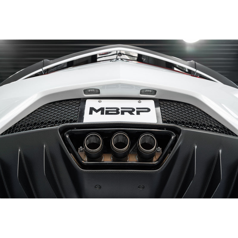 MBRP S49003CF Armor Pro 2.5 Inch Cat Back Triple Rear Exit T304 Stainless Steel Carbon Fiber Tips Exhaust System