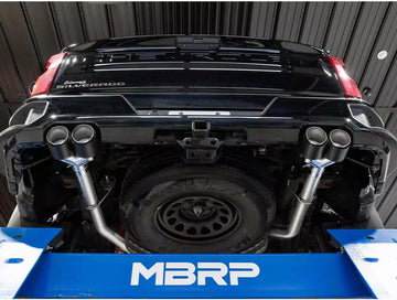 MBRP S50043CF - 3.0 inch Cat-Back 2.5 inch Dual Split Rear Quad Carbon Fiber Tips 4.0 inch OD Dual Out 19-up Silverado/Sierra 1500 MBRP