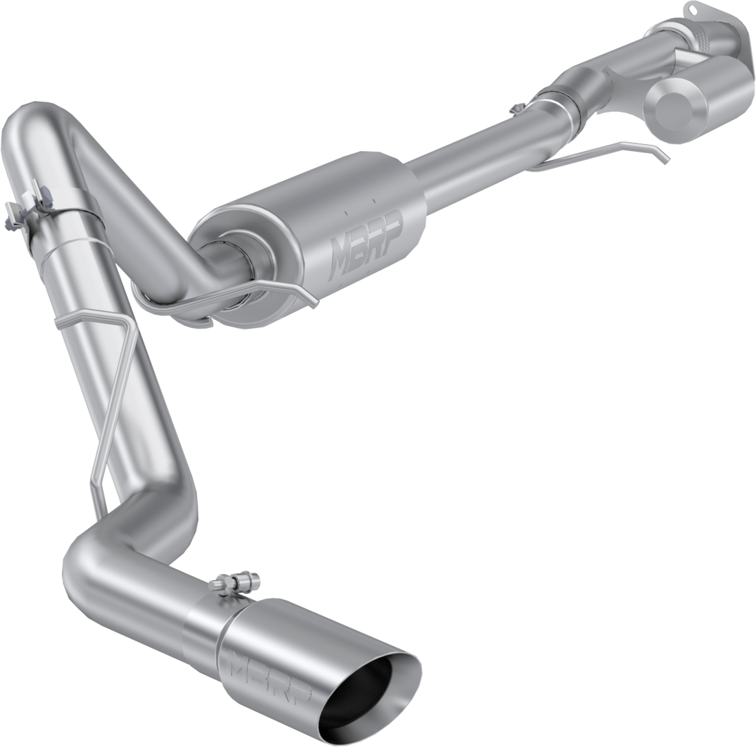 MBRP S5019304 - 2019-Present Silverado/Sierra 1500 2.7L T304 Stainless Steel 3 Inch Cat-Back, Single Side Exit, Armor Pro MBRP