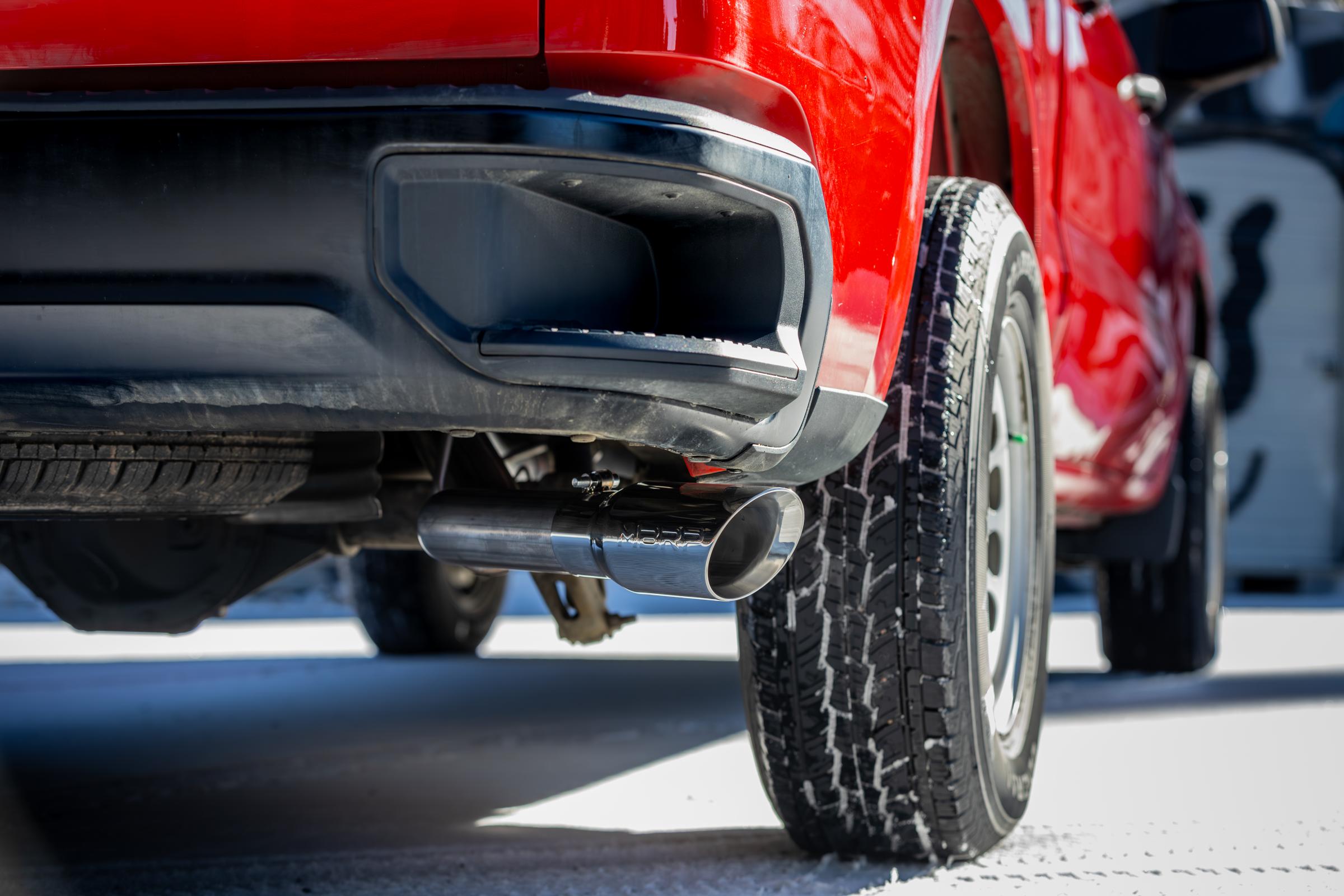 MBRP S5019AL - 2019-Present Silverado/Sierra 1500 2.7L Aluminized Steel 3 Inch Cat-Back Single Side Exit Armor Lite MBRP 5