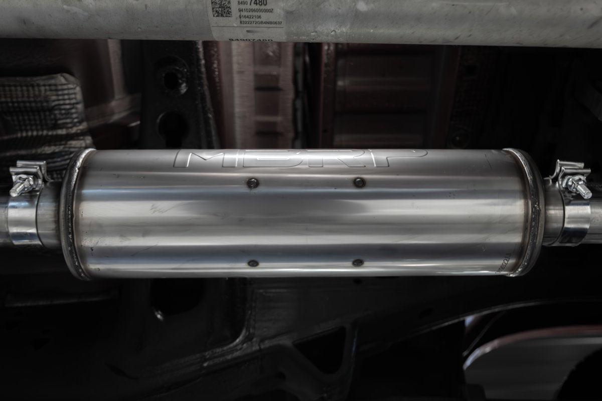 MBRP S5021AL - 2019-up Silverado/Sierra 1500 2.7L Armor Lite Aluminized Steel 3 Inch Cat-Back, 2.5 Inch Dual Split Rear Exit MBRP