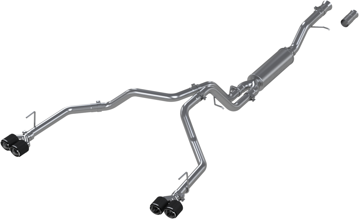 MBRP S50573CF 3 Inch Cat Back Dual Split Rear Exhaust System Armor Pro T304SS Quad Carbon Fiber Tips