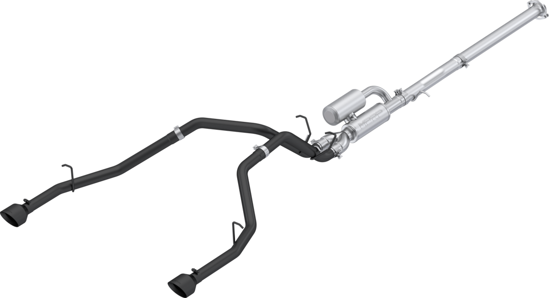 MBRP S5156BLK - 2025 Ram 1500 3.0L SST SO Armor BLK 3 inch Cat-back 2.5 Inch Dual Split Rear Exhaust with Black Tips MBRP