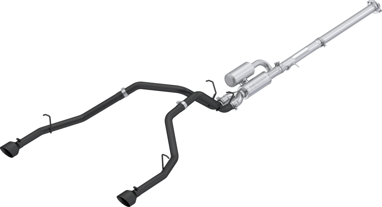 MBRP S5156BLK - 2025 Ram 1500 3.0L SST SO Armor BLK 3 inch Cat-back 2.5 Inch Dual Split Rear Exhaust with Black Tips MBRP