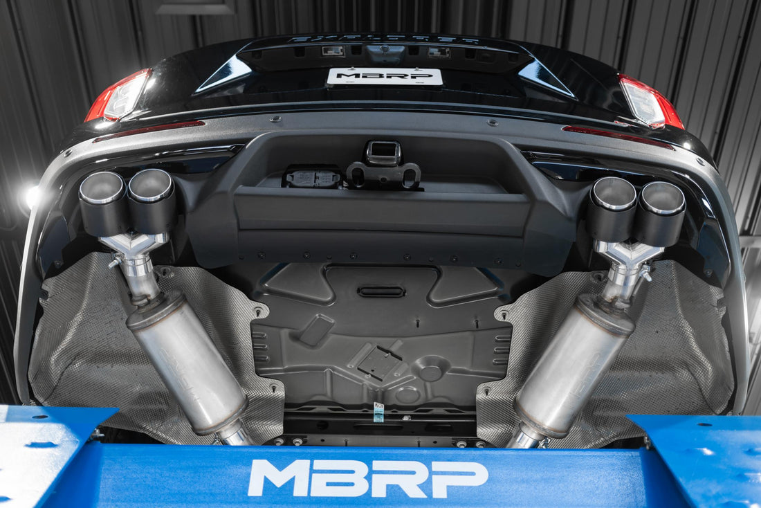 MBRP S5205AL - Cat-Back 2.5 inch Dual Rear Quad Tips Aluminized Steel 20-Up Explorer/Aviator MBRP