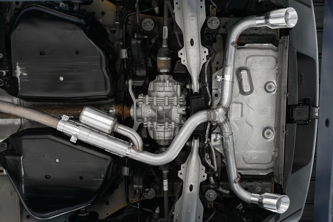MBRP S5207409 T409 Stainless Steel 2.5 Inch Resonator-Back Dual Split Rear Exit Exhaust System