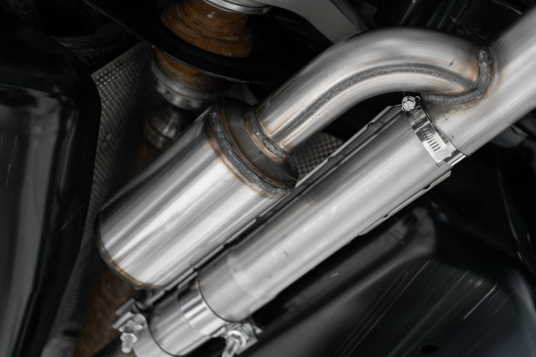 MBRP S5207409 T409 Stainless Steel 2.5 Inch Resonator-Back Dual Split Rear Exit Exhaust System
