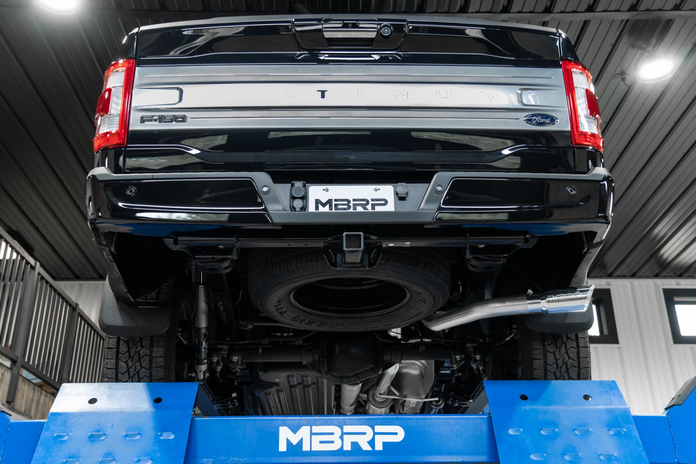 MBRP S5221304 - T304 Stainless Steel 3 Inch Resonator Back Single Side Exit 2021-Up Ford F-150 PowerBoost Hybrid 3.5L MBRP 5