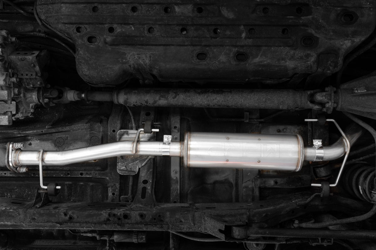 MBRP S5343AL - 03-24 Toyota 4Runner 11-16 Toyota Land Cruiser Prado Armor Lite Aluminized Steel 2.5 Inch Cat-Back High Clearance Turn Down Single Rear Exit MBRP Exhaust System 2