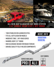 MBRP S5537AL - Jeep Cat Back Exhaust System Off-Road Single Rear Exit Armor Lite Series For 20-Up Jeep Gladiator 3.6L MBRP