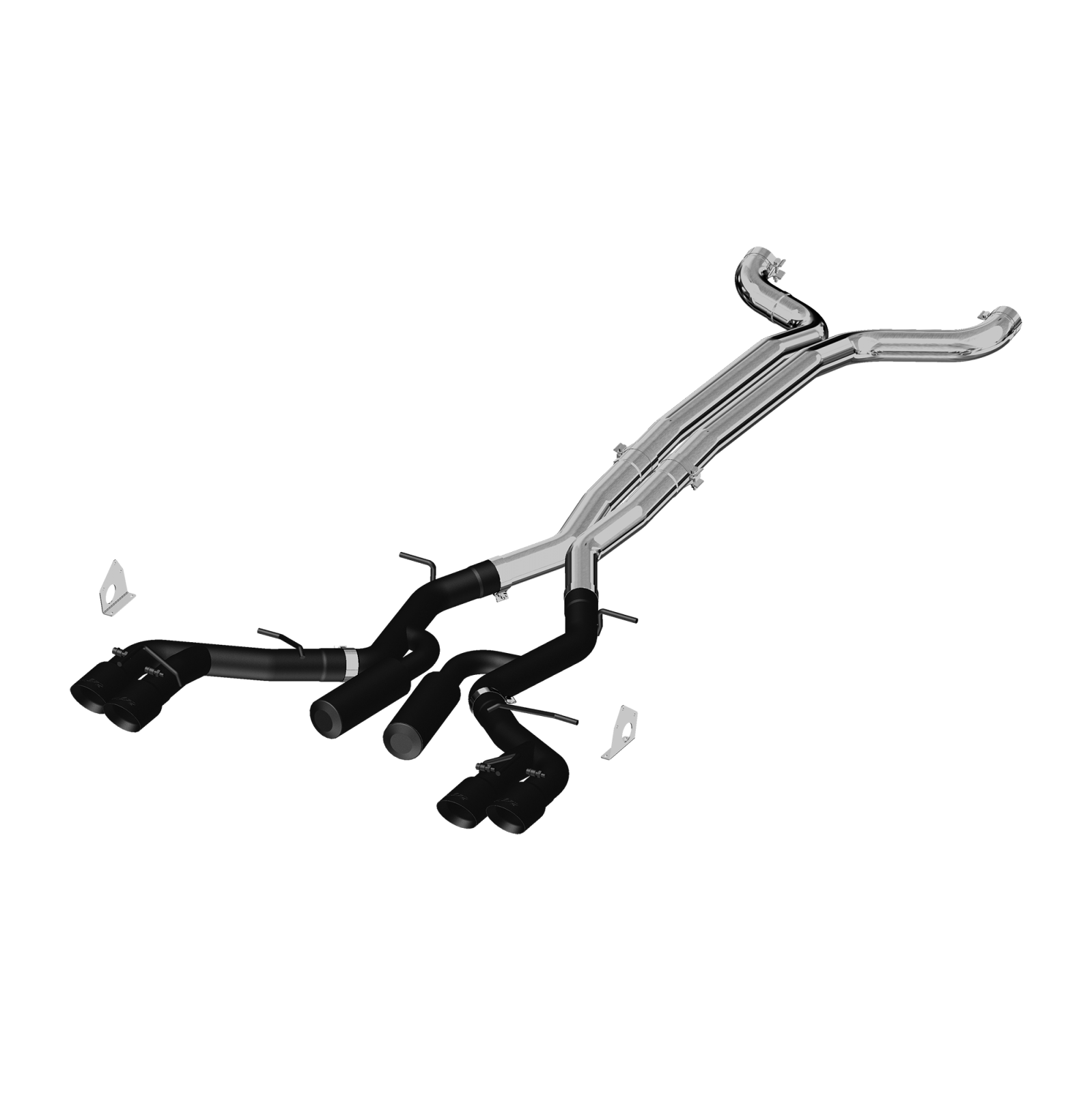 MBRP S7033BLK 3 Inch Dual Cat Back Exhaust System Quad Tips Black Coated Race Version