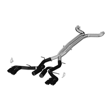 MBRP S7033BLK 3 Inch Dual Cat Back Exhaust System Quad Tips Black Coated Race Version