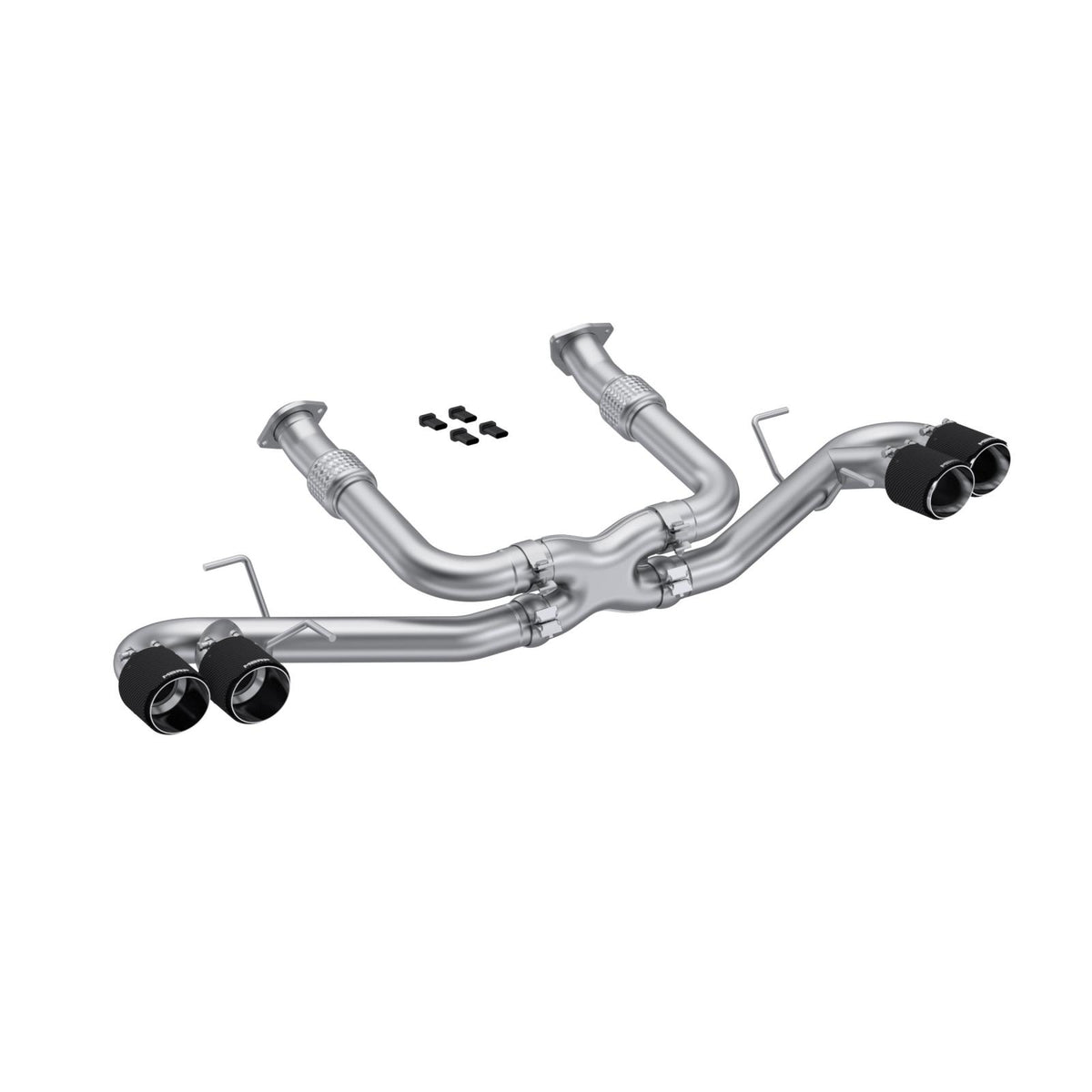 MBRP S70423CF - 2020-Up Chevrolet Corvette C8 6.2L Armor Pro T304 Stainless Steel 3 Inch Cat-Back Quad Split Rear with Carbon Fiber Tips Valve Delete MBRP 1