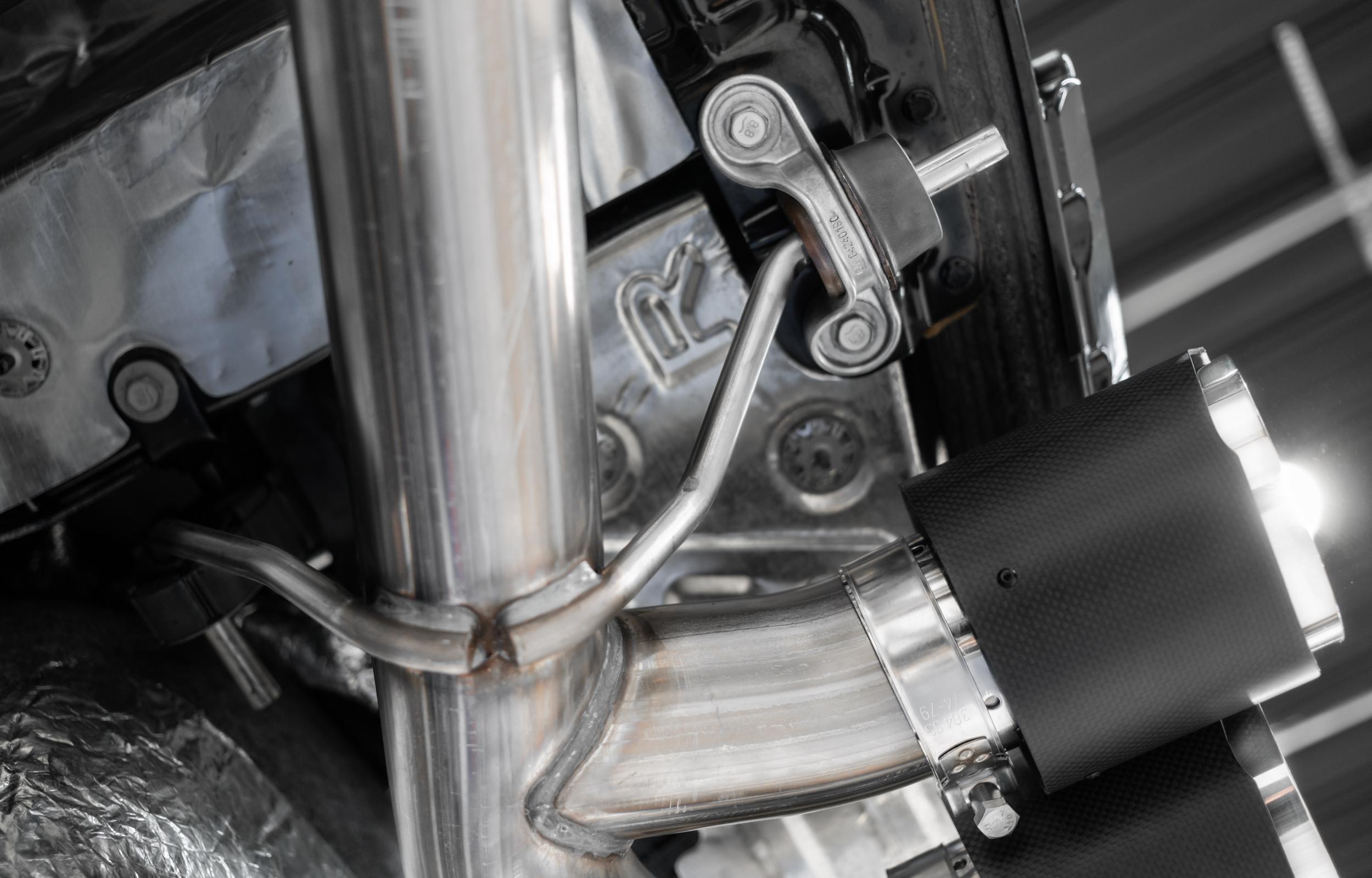 MBRP S70423CF - 2020-Up Chevrolet Corvette C8 6.2L Armor Pro T304 Stainless Steel 3 Inch Cat-Back Quad Split Rear with Carbon Fiber Tips Valve Delete MBRP 3