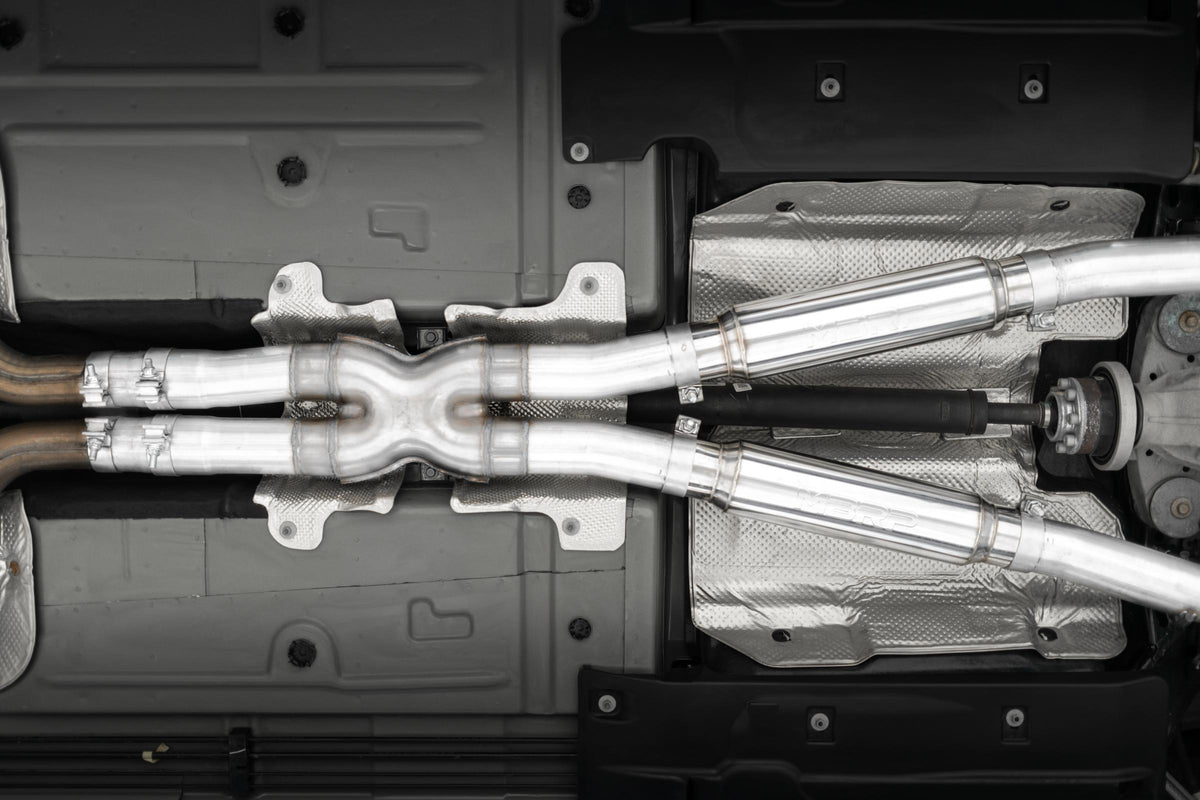 MBRP S7113AL - 15-23 Dodge Challenger Aluminized Steel 3 Inch Dual Cat Back Quad Tips (Street Version) Exhaust System MBRP 2