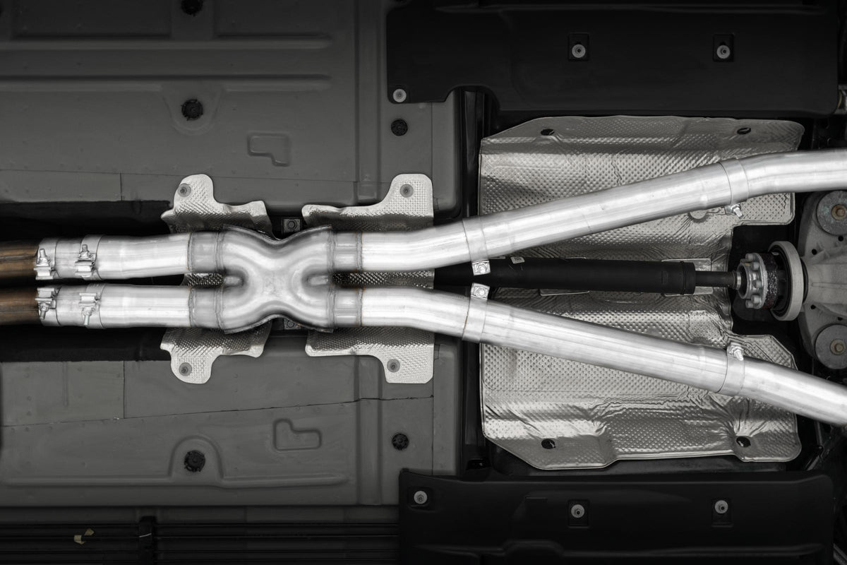 MBRP S7114AL - 15-23 Dodge Challenger Aluminized Steel 3 Inch Dual Cat Back Quad Tips (Race Version) Exhaust System MBRP 2