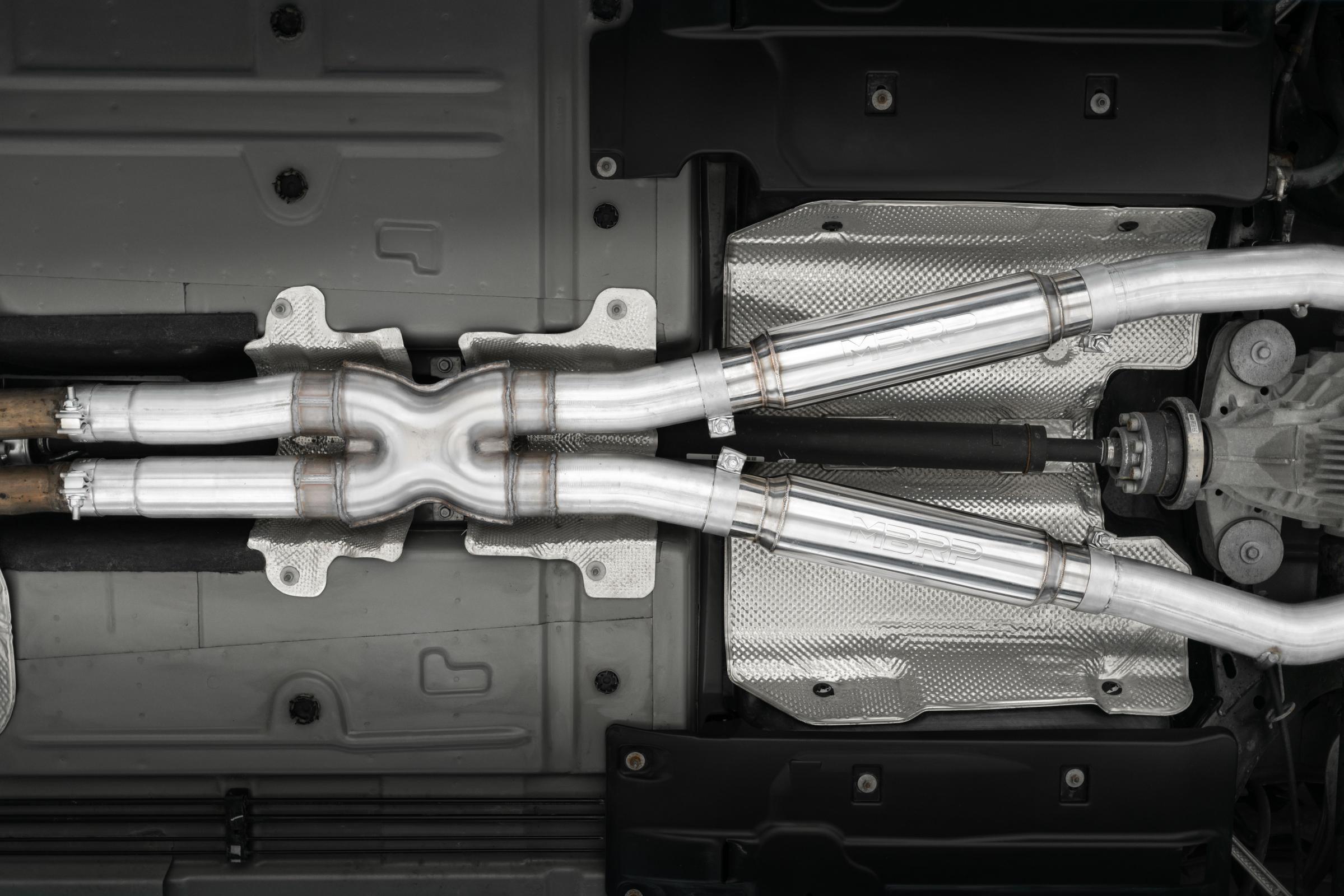 MBRP S7115AL - 2015-2016 Dodge Challenger Aluminized Steel 3 Inch Dual Rear Cat-Back Quad Tips (Street Version) Exhaust System MBRP 5