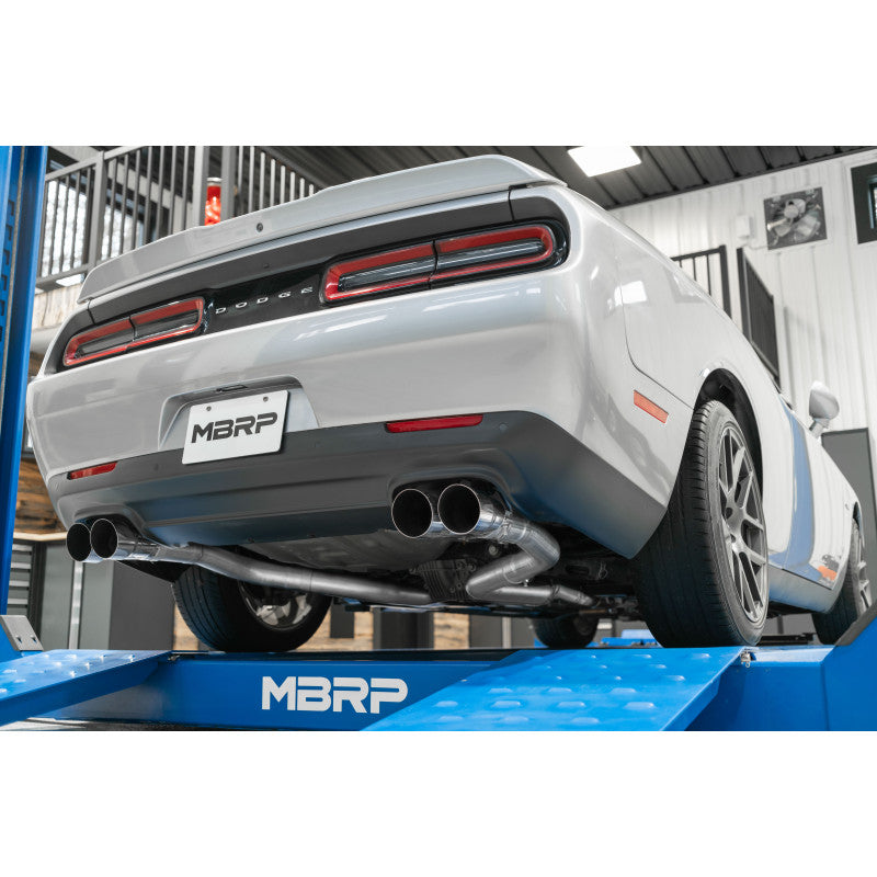 MBRP S7116AL - 2015-2016 Dodge Challenger Aluminized Steel 3 Inch Dual Rear Cat-Back Quad Tips (Race Version) Exhaust System MBRP 2