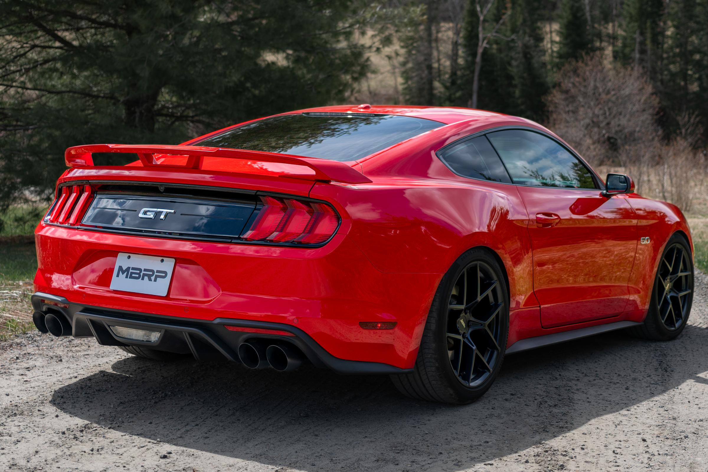 MBRP S7207BLK - 3 Inch Cat Back Exhaust System For 18-23 Ford Mustang GT 5.0L With Quad 4 Inch Dual Wall Tips Race Version Black Coated MBRP 2