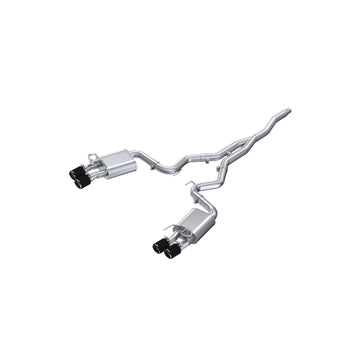 MBRP S72233CF - 2019-2023 Ford Mustang 2.3L EcoBoost Active T304 Stainless Steel 3 Inch Cat-Back Quad Rear Exit with CF Tips MBRP 1
