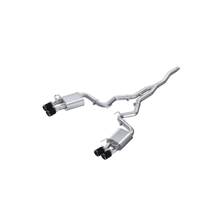 MBRP S72233CF - 2019-2023 Ford Mustang 2.3L EcoBoost Active T304 Stainless Steel 3 Inch Cat-Back Quad Rear Exit with CF Tips MBRP 1