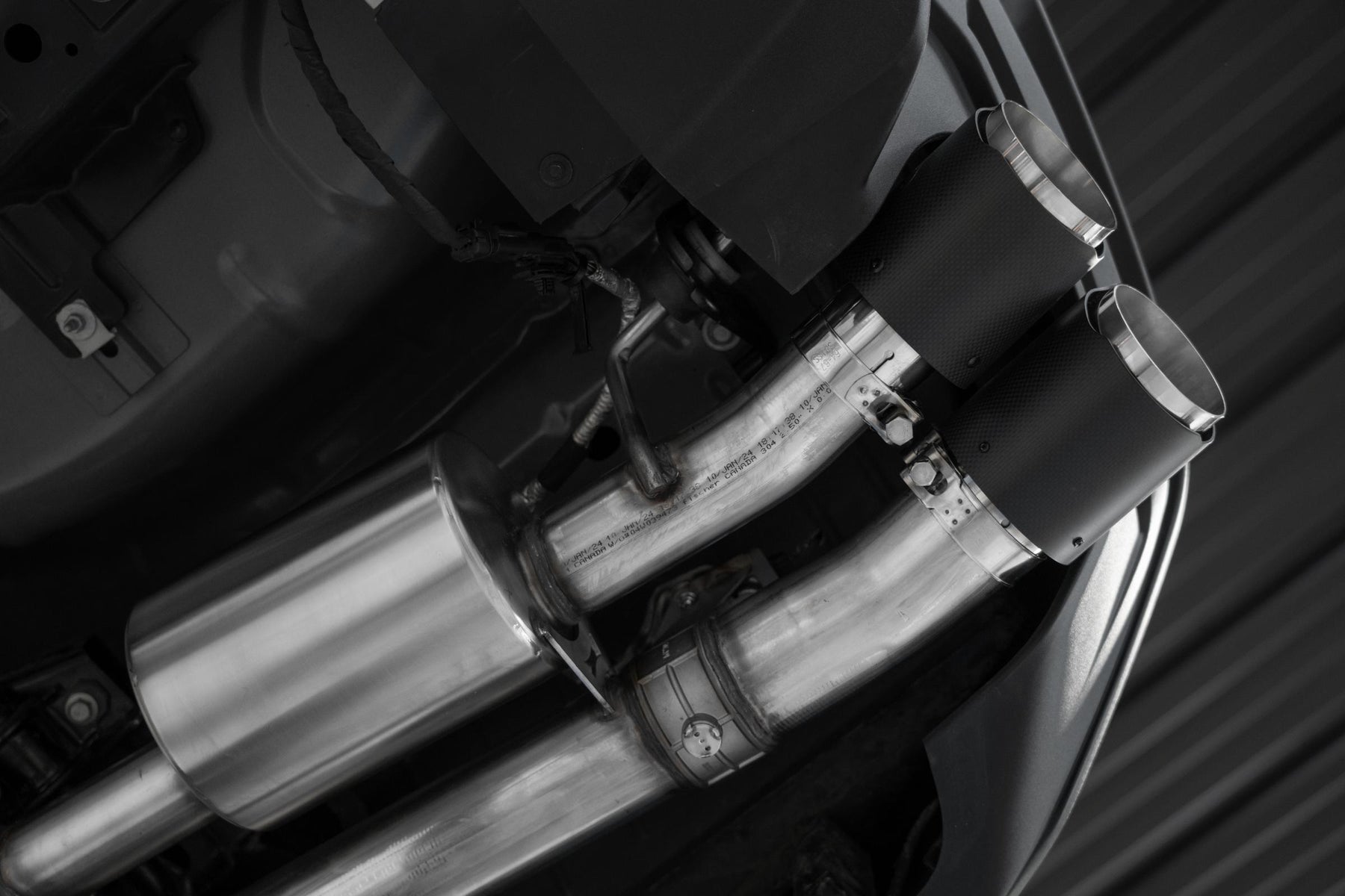MBRP S72553CF 3 Inch Cat-Back Exhaust System Armor Pro T304 Stainless Steel Quad Rear Exit Carbon Fiber Tips