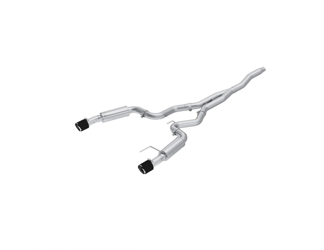 MBRP S72753CF - 2015-Up Ford Mustang 2.3L EcoBoost and 2019-Up Ford Mustang 2.3L EcoBoost T304 Stainless Steel 3 Inch Cat-Back Dual Split Rear with Carbon Fiber Tips Race Version MBRP