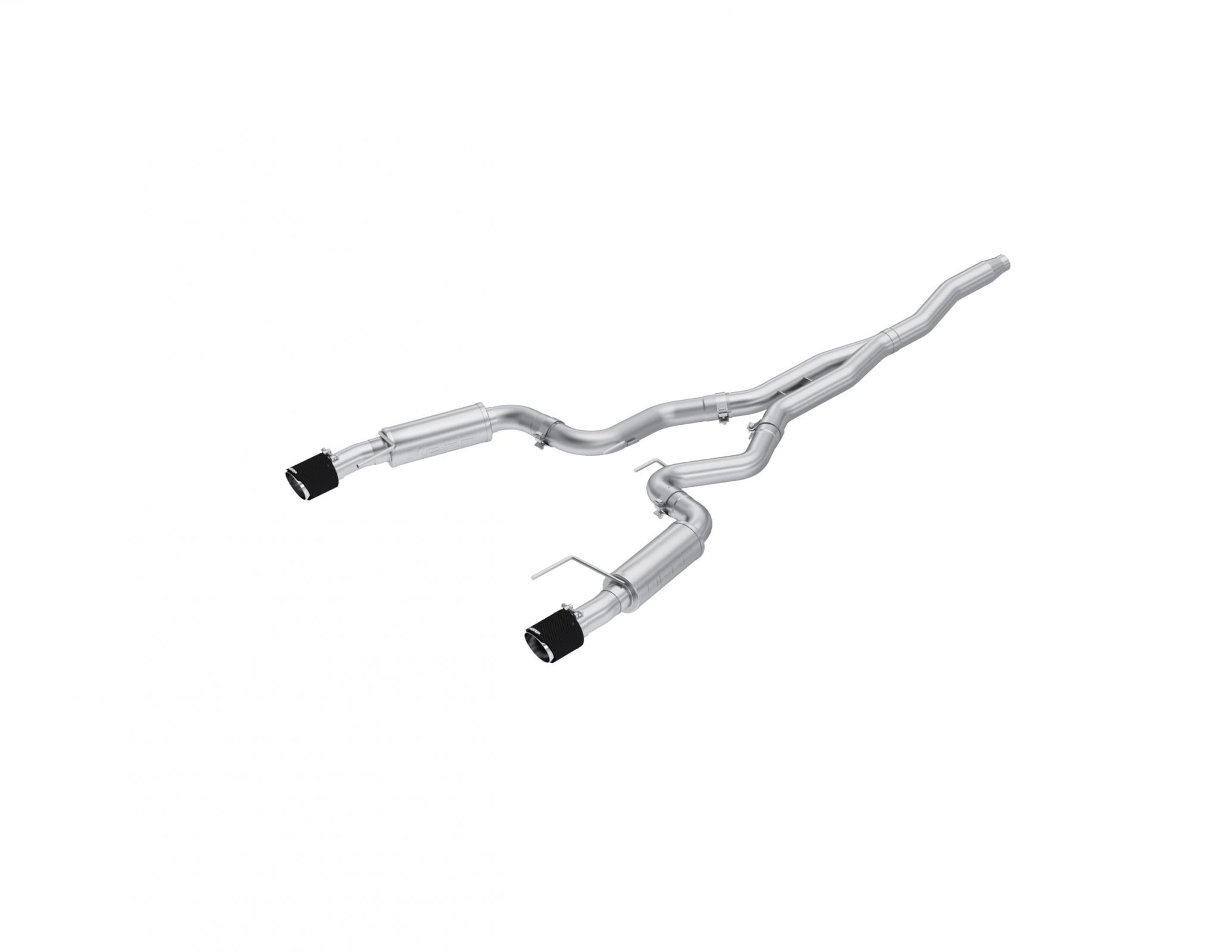 MBRP S72753CF - 2015-Up Ford Mustang 2.3L EcoBoost and 2019-Up Ford Mustang 2.3L EcoBoost T304 Stainless Steel 3 Inch Cat-Back Dual Split Rear with Carbon Fiber Tips Race Version MBRP