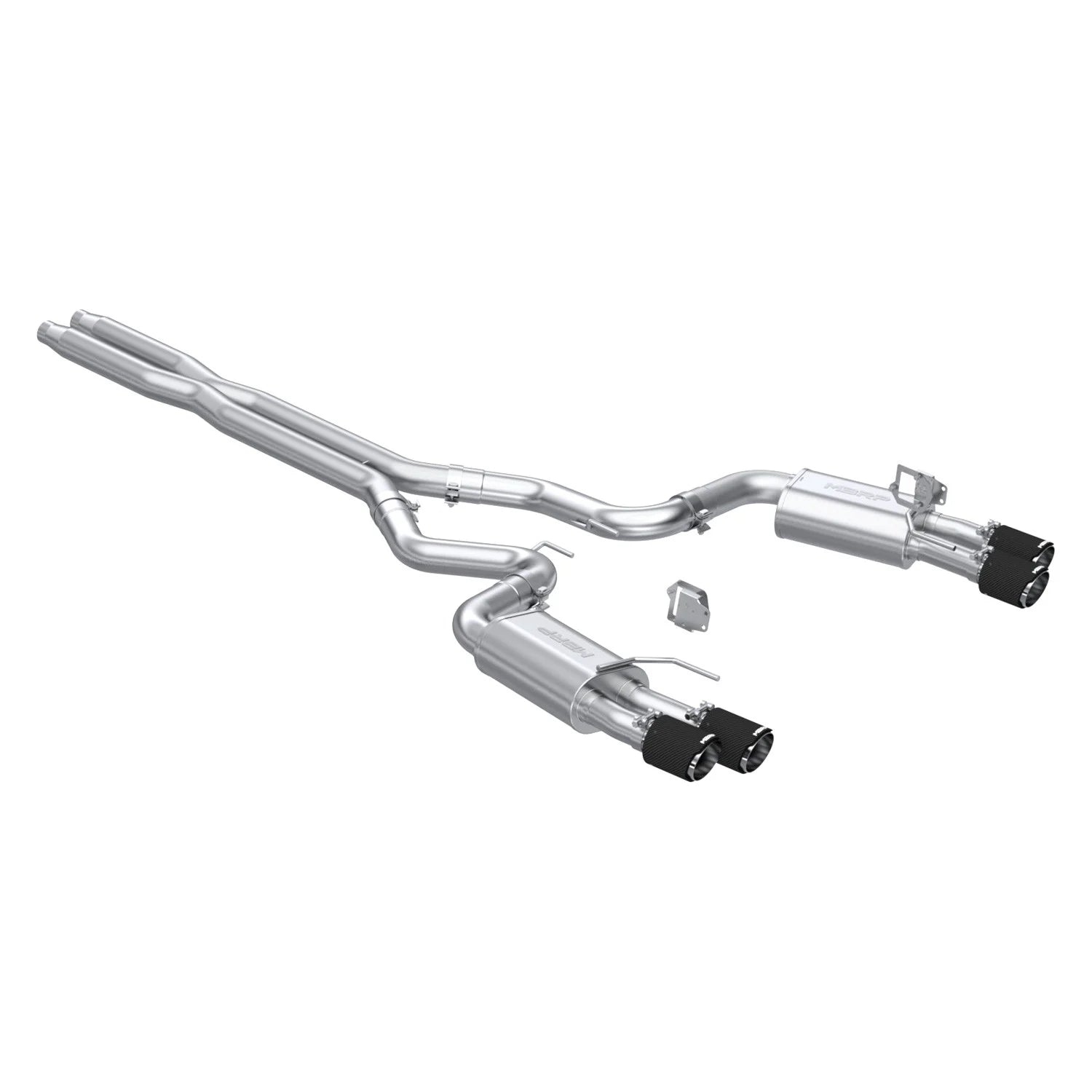 MBRP S72803CF T304 Stainless Steel 3 Inch Cat-Back Dual Split Rear Quad Carbon Fiber Tips