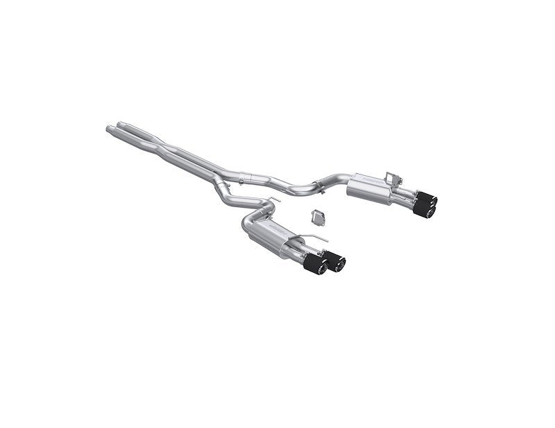 MBRP S72803CF T304 Stainless Steel 3 Inch Cat-Back Dual Split Rear Quad Carbon Fiber Tips