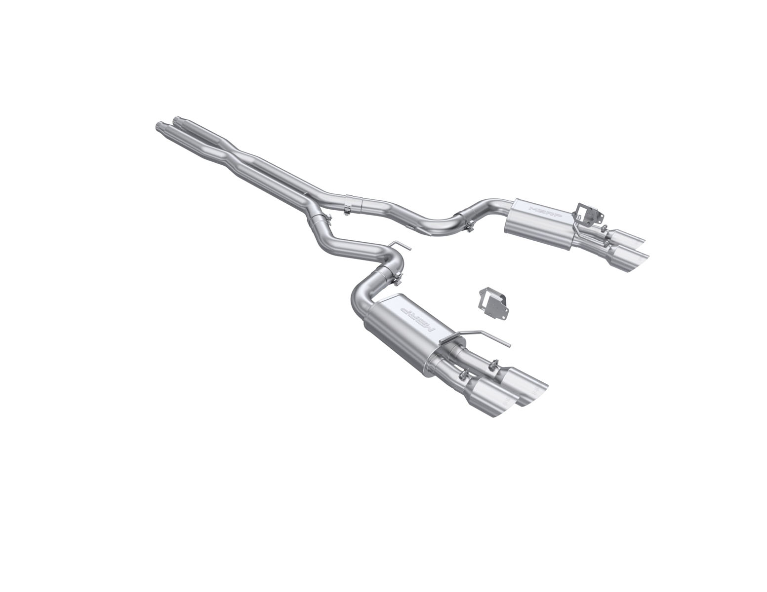 MBRP S7280AL Armor Lite Aluminized Steel 3 Inch Cat-Back Dual Split Rear Quad Tips Street Profile