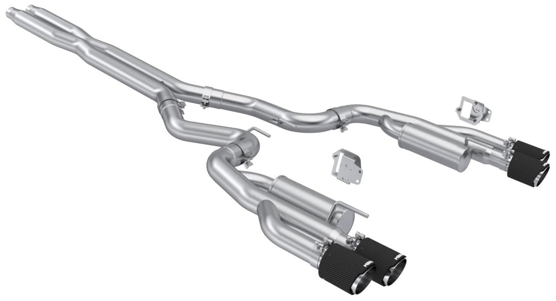 MBRP S72823CF T304 Stainless Steel 3 Inch Cat-Back Dual Split Rear Quad Carbon Fiber Tips