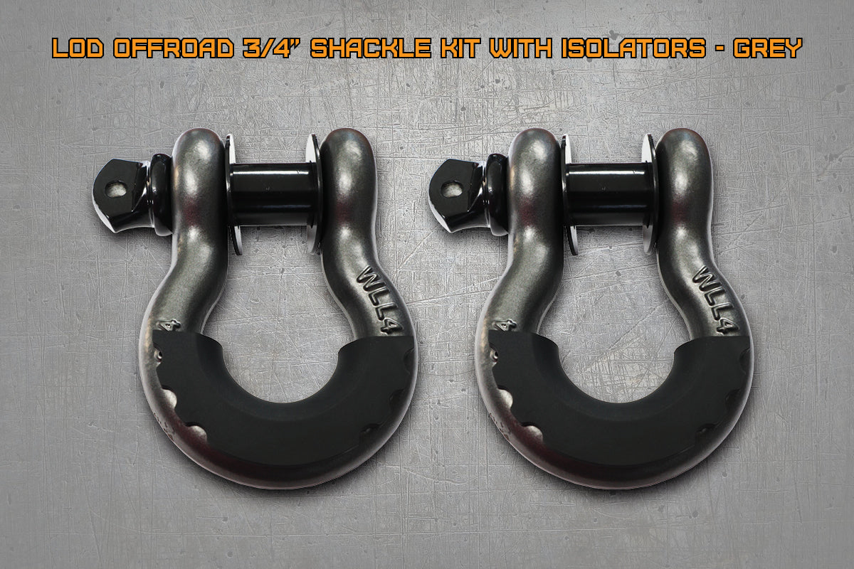 LoD Offroad SHK1000 - 3/4" Shackle Kit with Isolators - Grey 1