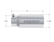 MBRP T5049 - Exhaust Tail Pipe Tip 5 Inch O.D. Dual Wall Straight 4 Inch Inlet 12 Inch Length T304 Stainless Steel MBRP