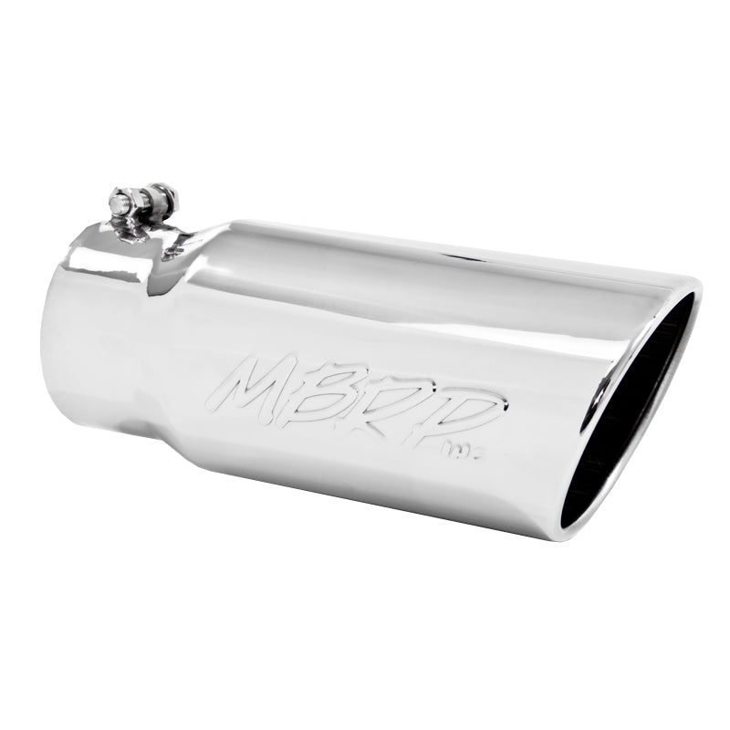 MBRP T5051 - Exhaust Tail Pipe Tip 5 Inch O.D. Angled Rolled End 4 Inch Inlet 12 Inch Length T304 Stainless Steel MBRP