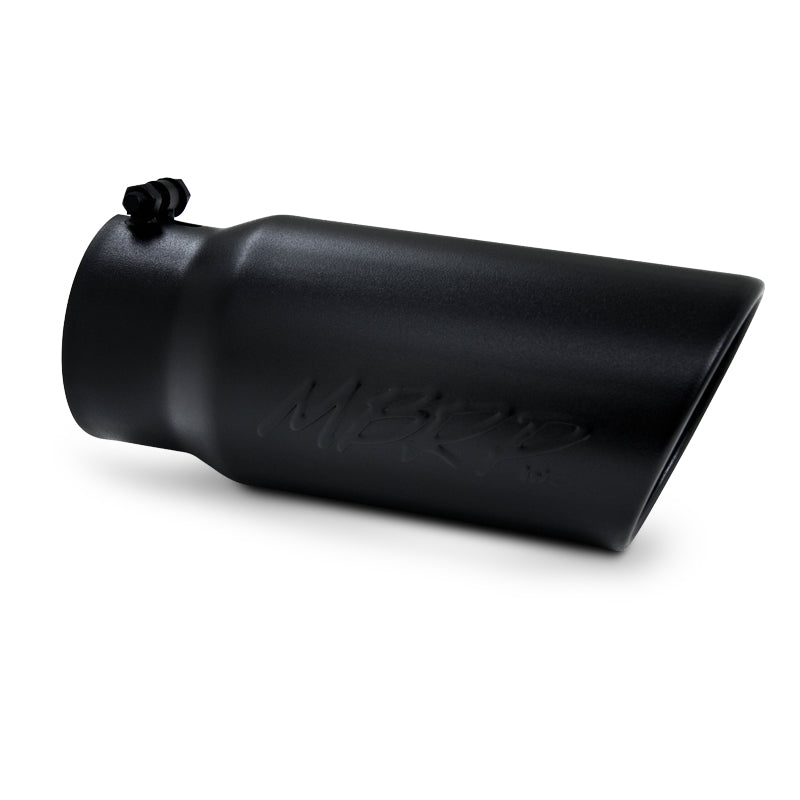 MBRP T5051BLK - Exhaust Tip 5 Inch O.D. Angled Rolled End 4 Inch Inlet 12 Inch Length-Black Finish MBRP