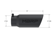 MBRP T5051BLK - Exhaust Tip 5 Inch O.D. Angled Rolled End 4 Inch Inlet 12 Inch Length-Black Finish MBRP