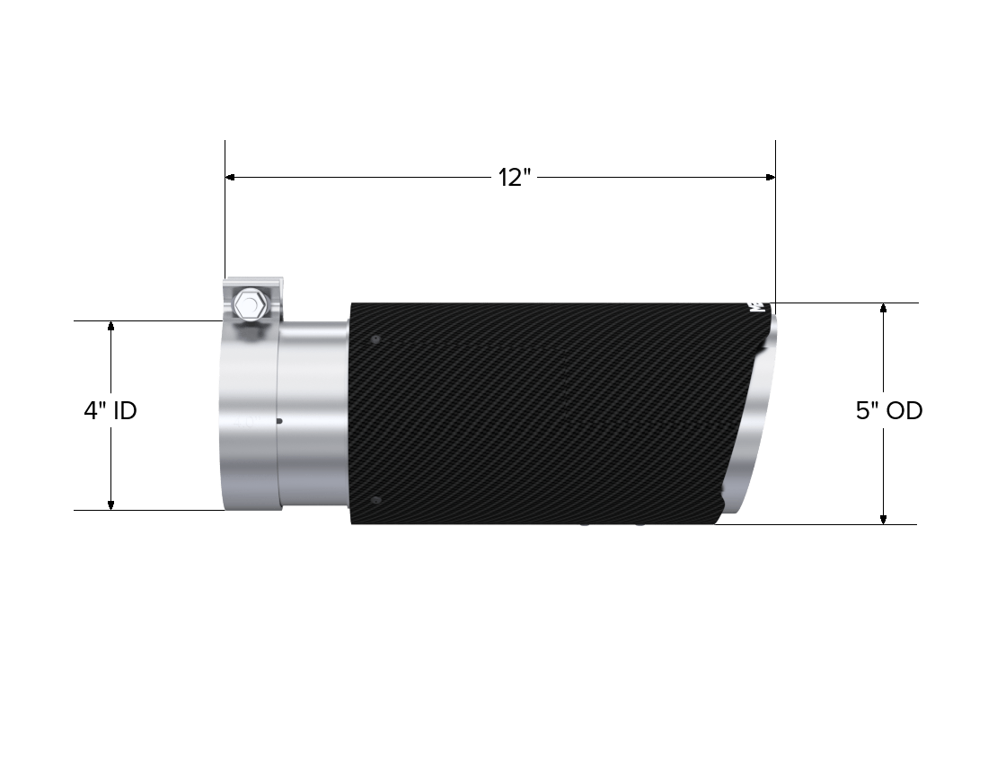 MBRP NA MBRP T5051CF - Universal Carbon Fiber Tip, 4-Inch ID 5-Inch OD Angle Cut Dual MBRP