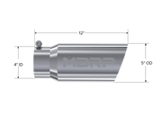 MBRP T5052 - Exhaust Tail Pipe Tip 5 Inch O.D. Angled Single Walled 4 Inch Inlet 12 Inch Length T304 Stainless Steel MBRP 2