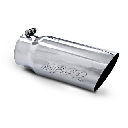 MBRP T5052 - Exhaust Tail Pipe Tip 5 Inch O.D. Angled Single Walled 4 Inch Inlet 12 Inch Length T304 Stainless Steel MBRP 3