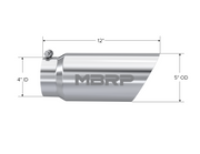 MBRP T5053 - Exhaust Tail Pipe Tip 5 Inch O.D. Dual Wall Angled 4 Inch Inlet 12 Inch Length T304 Stainless Steel MBRP